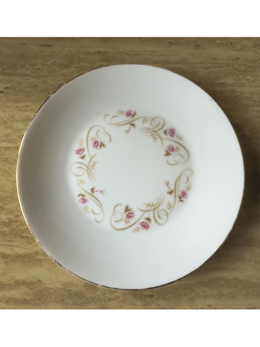 Vintage Porcelain Saucers With  a "Lisa" pattern by Harmony House China 2 Pc Set